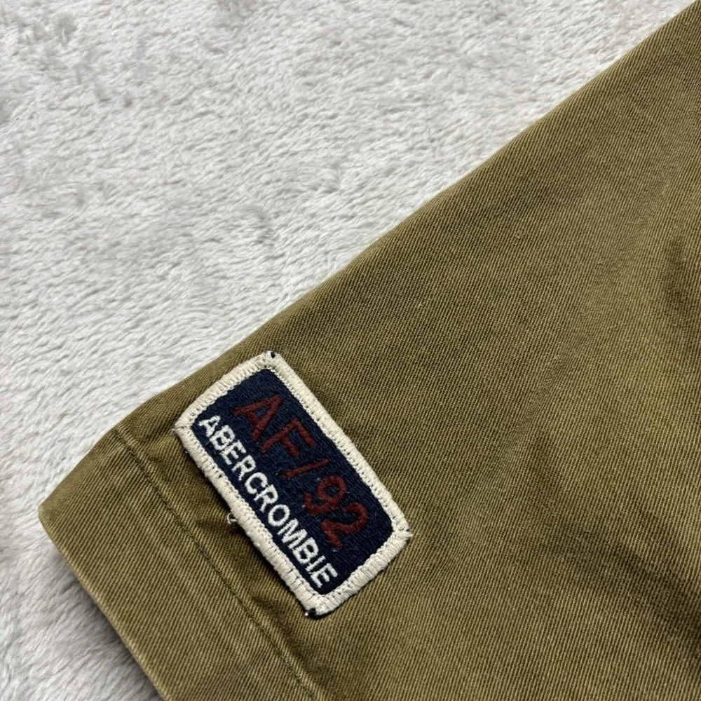 Vintage Abercrombie & Fitch Shirt Mens XL Green Twill SS Button Up Military Y2K